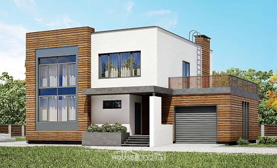 220-003-П Проект двухэтажного дома и гаражом, классический коттедж из бризолита | Проекты домов от House Expert