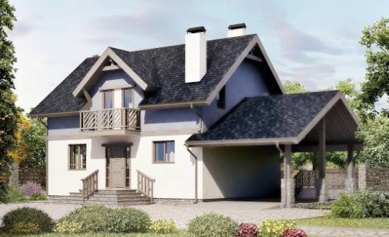 150-011-П Проект двухэтажного дома с мансардой, гараж, бюджетный загородный дом из поризованных блоков | Проекты домов от House Expert