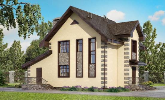 160-004-П Проект двухэтажного дома и гаражом, классический загородный дом из твинблока | Проекты домов от House Expert