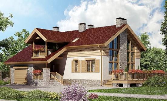 165-002-П Проект двухэтажного дома мансардой, гараж, красивый домик из пеноблока | Проекты домов от House Expert