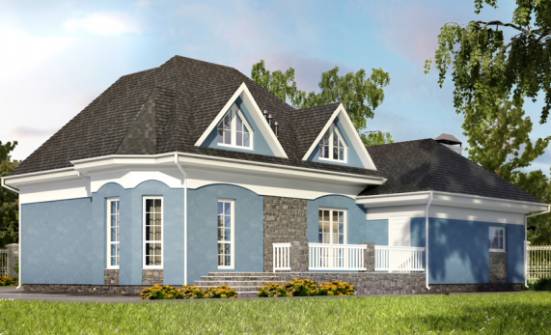 180-007-Л Проект двухэтажного дома с мансардой, гараж, бюджетный дом из блока | Проекты домов от House Expert