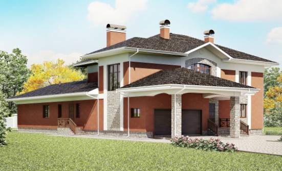 400-002-Л Проект двухэтажного дома и гаражом, огромный домик из кирпича | Проекты домов от House Expert