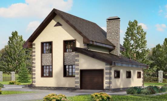 160-004-П Проект двухэтажного дома и гаражом, классический загородный дом из твинблока | Проекты домов от House Expert