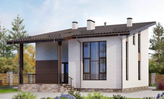 140-005-П Проект двухэтажного дома с мансардой, недорогой загородный дом из твинблока | Проекты домов от House Expert