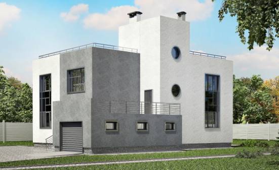 255-001-П Проект двухэтажного дома и гаражом, классический дом из поризованных блоков | Проекты домов от House Expert