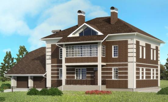 505-002-Л Проект трехэтажного дома и гаражом, уютный домик из кирпича | Проекты домов от House Expert
