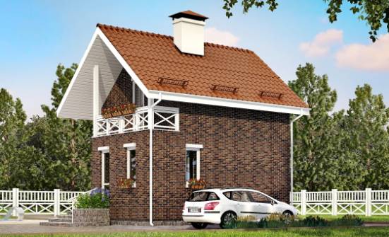 045-001-Л Проект двухэтажного дома мансардой, простой коттедж из поризованных блоков | Проекты домов от House Expert