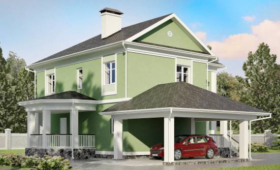 170-001-Л Проект двухэтажного дома и гаражом, небольшой коттедж из теплоблока | Проекты домов от House Expert