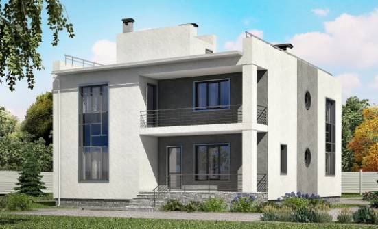 255-001-П Проект двухэтажного дома и гаражом, классический дом из поризованных блоков | Проекты домов от House Expert