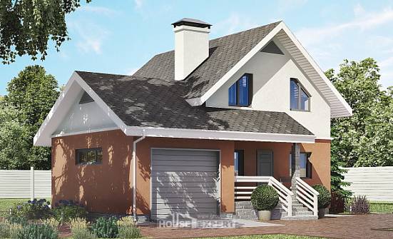 120-002-Л Проект двухэтажного дома с мансардой и гаражом, скромный дом из керамзитобетонных блоков | Проекты домов от House Expert