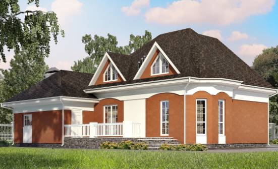 180-007-П Проект двухэтажного дома мансардный этаж, гараж, бюджетный загородный дом из бризолита | Проекты домов от House Expert