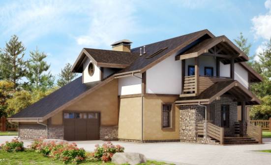 180-011-Л Проект двухэтажного дома с мансардой и гаражом, бюджетный дом из пеноблока | Проекты домов от House Expert