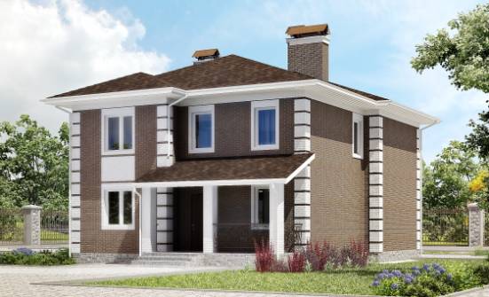 185-002-П Проект двухэтажного дома, простой загородный дом из керамзитобетонных блоков | Проекты домов от House Expert
