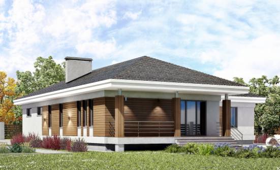 165-001-П Проект одноэтажного дома, гараж, красивый домик из газобетона | Проекты одноэтажных домов от House Expert