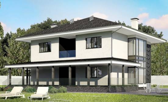 245-002-П Проект двухэтажного дома, гараж, средний дом из арболита | Проекты домов от House Expert