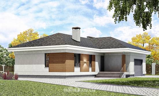 165-001-П Проект одноэтажного дома, гараж, красивый домик из газобетона | Проекты домов от House Expert