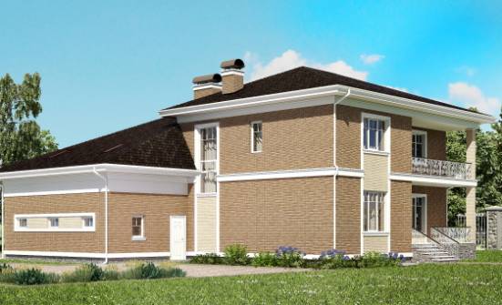 335-002-П Проект двухэтажного дома, гараж, классический загородный дом из кирпича | Проекты домов от House Expert
