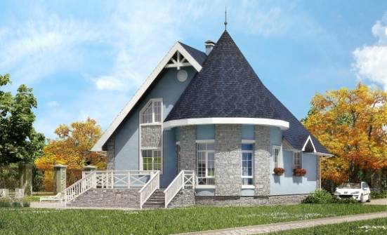 170-003-П Проект двухэтажного дома с мансардой, компактный домик из пеноблока | Проекты домов от House Expert