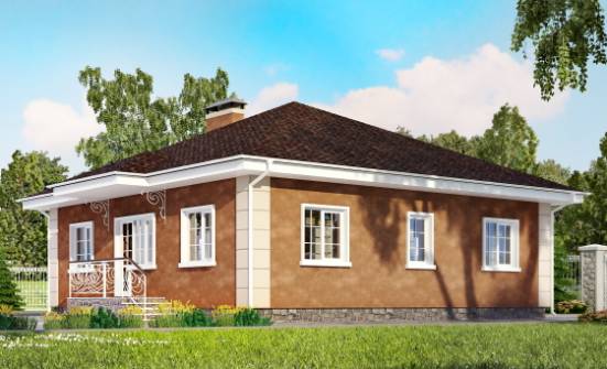 100-001-Л Проект одноэтажного дома, экономичный коттедж из пеноблока | Проекты домов от House Expert
