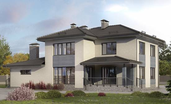 340-005-П Проект двухэтажного дома, гараж, классический дом из блока | Проекты домов от House Expert