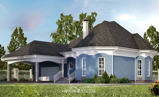 180-007-Л Проект двухэтажного дома с мансардой, гараж, бюджетный дом из блока | Проекты домов от House Expert