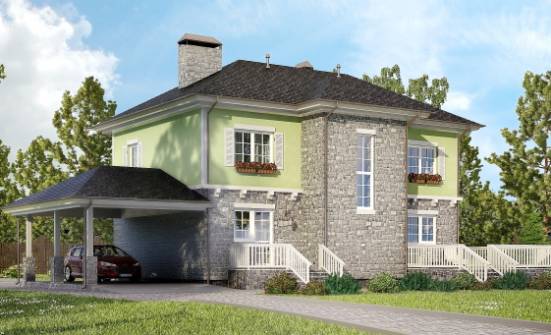 155-006-П Проект двухэтажного дома и гаражом, экономичный дом из пеноблока | Проекты домов от House Expert