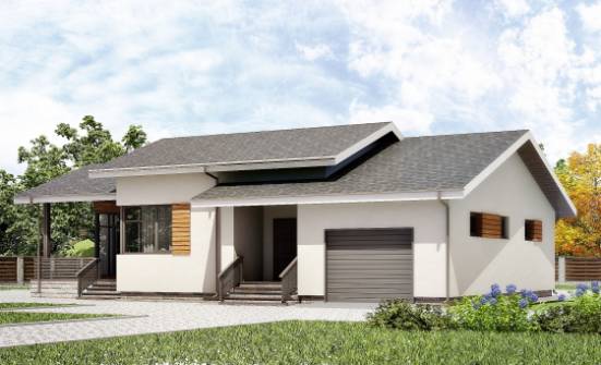 135-002-П Проект одноэтажного дома, гараж, классический коттедж из теплоблока | Проекты домов от House Expert
