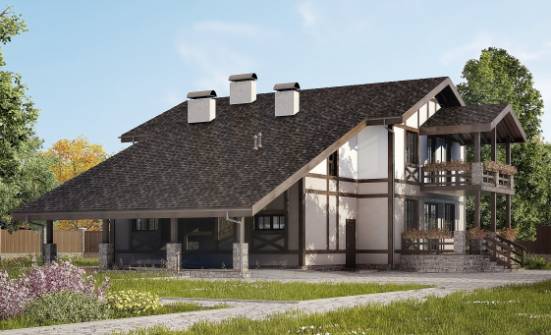 250-002-П Проект двухэтажного дома с мансардным этажом, гараж, простой коттедж из кирпича | Проекты домов от House Expert
