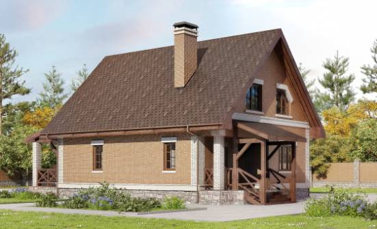 160-011-Л Проект двухэтажного дома мансардой, недорогой дом из газосиликатных блоков | Проекты домов от House Expert