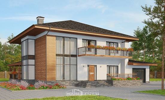 305-001-П Проект двухэтажного дома и гаражом, красивый загородный дом из блока | Проекты домов от House Expert