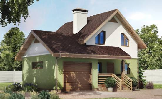 120-002-П Проект двухэтажного дома с мансардой и гаражом, скромный загородный дом из арболита | Проекты домов от House Expert