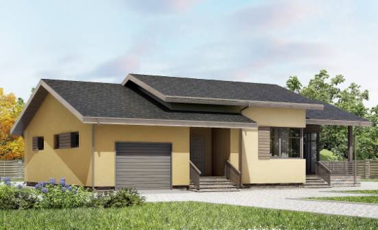 135-002-Л Проект одноэтажного дома, гараж, экономичный дом из твинблока | Проекты домов от House Expert
