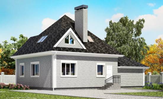 135-001-Л Проект двухэтажного дома мансардой, гараж, экономичный коттедж из кирпича | Проекты домов от House Expert