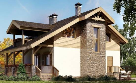 150-004-П Проект двухэтажного дома мансардой, компактный дом из теплоблока | Проекты домов от House Expert