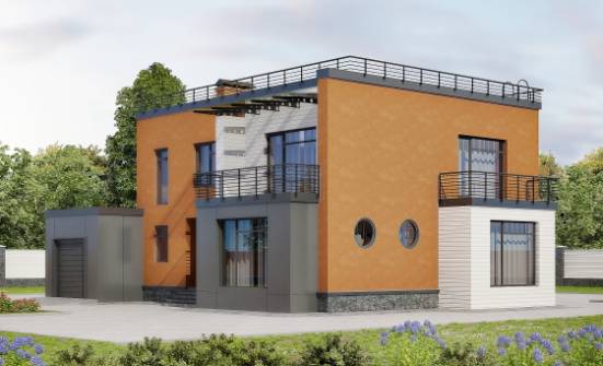 260-002-Л Проект двухэтажного дома и гаражом, просторный домик из блока | Проекты домов от House Expert