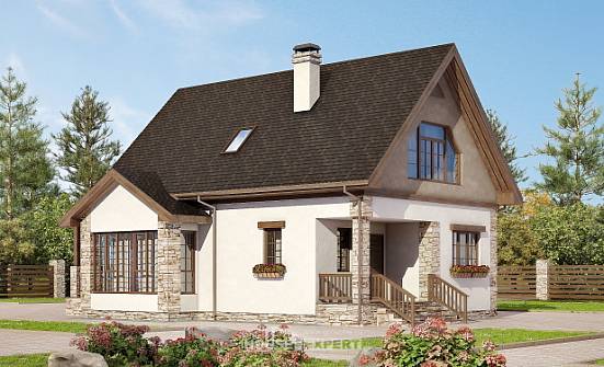 140-002-Л Проект двухэтажного дома мансардный этаж, уютный домик из арболита | Проекты домов от House Expert