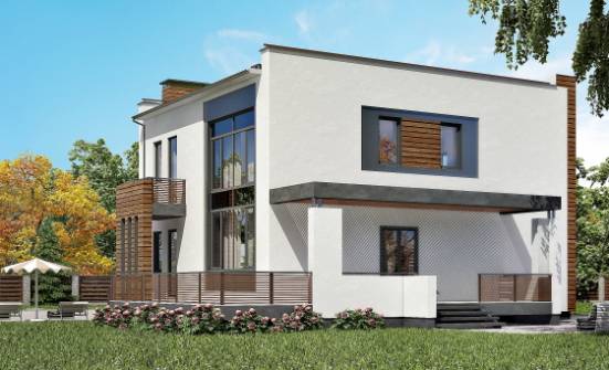 220-003-П Проект двухэтажного дома и гаражом, классический коттедж из бризолита | Проекты домов от House Expert
