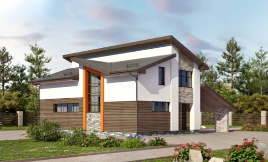 200-010-П Проект двухэтажного дома с мансардой, гараж, классический загородный дом из керамзитобетонных блоков | Проекты домов от House Expert
