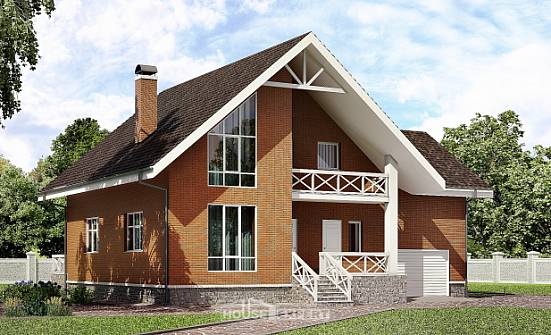 215-001-П Проект двухэтажного дома мансардой, гараж, средний коттедж из газосиликатных блоков | Проекты домов от House Expert